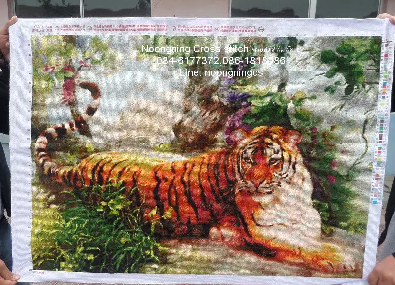 ปลาคราฟ ดอกบัว ชุดปักครอสติช พิมพ์ลาย ครอสติสจีน งานฝีมือ DIY