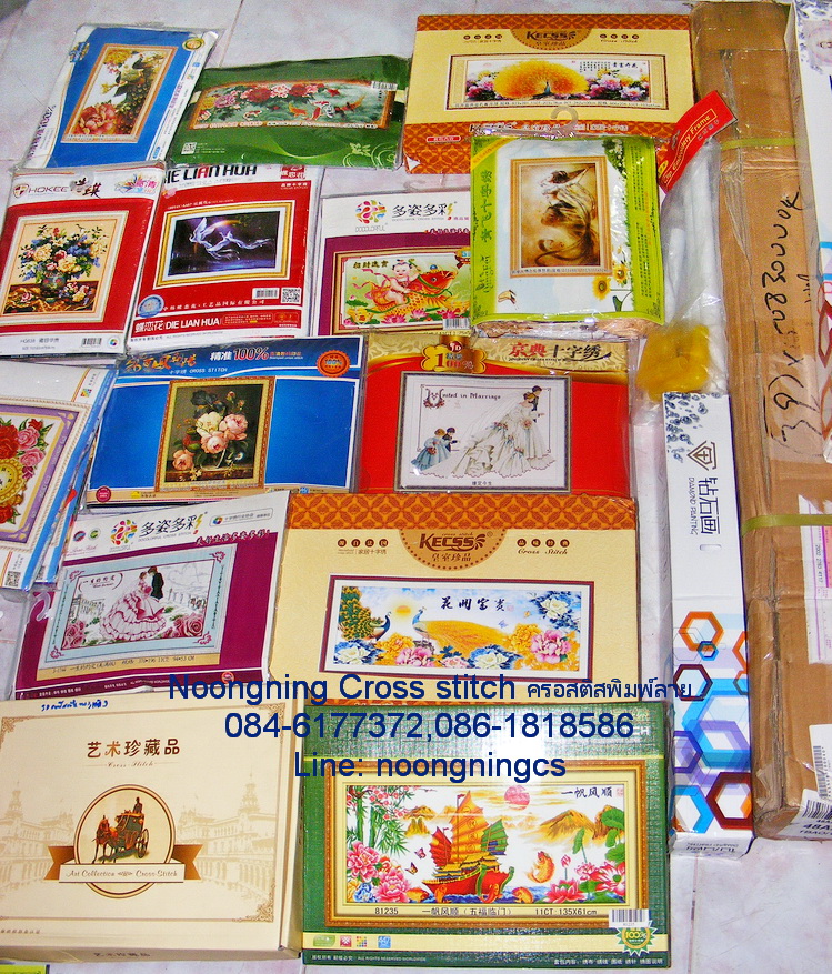 นกยูงสวยงาม ชุดปักครอสติส พิมพ์ลาย ครอสติสจีน งานฝีมือทำที่บ้าน DIY