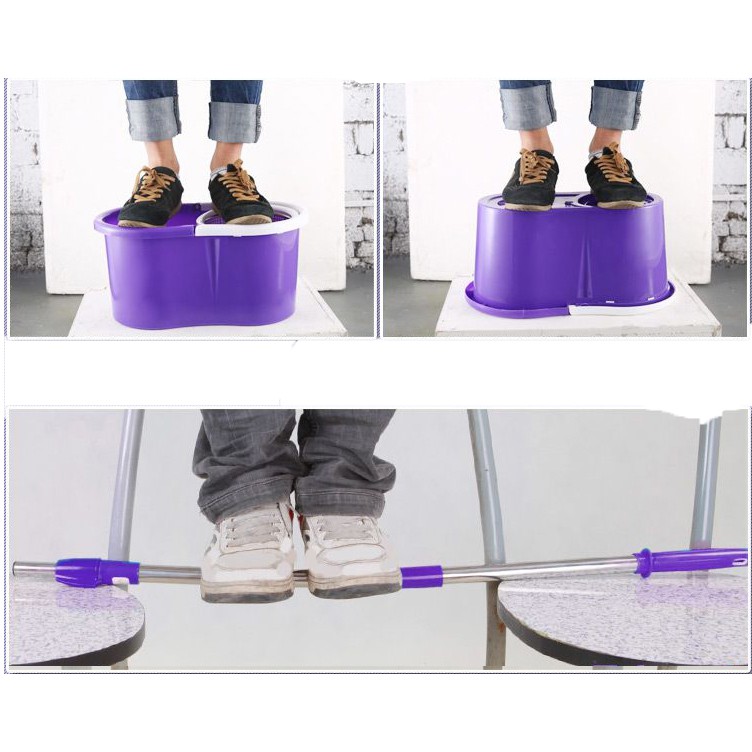 ถังปั่นไม้ม็อบ ถังปั่น ถังปั่นถูพื้น ไม้ถูพื่น spin mop ไม้ม๊อบ ถังพร้อมไม้ถู มีล้อในตว มีช่องปล่อยน้ำทิ้ง แถมผ้า 2ผืน