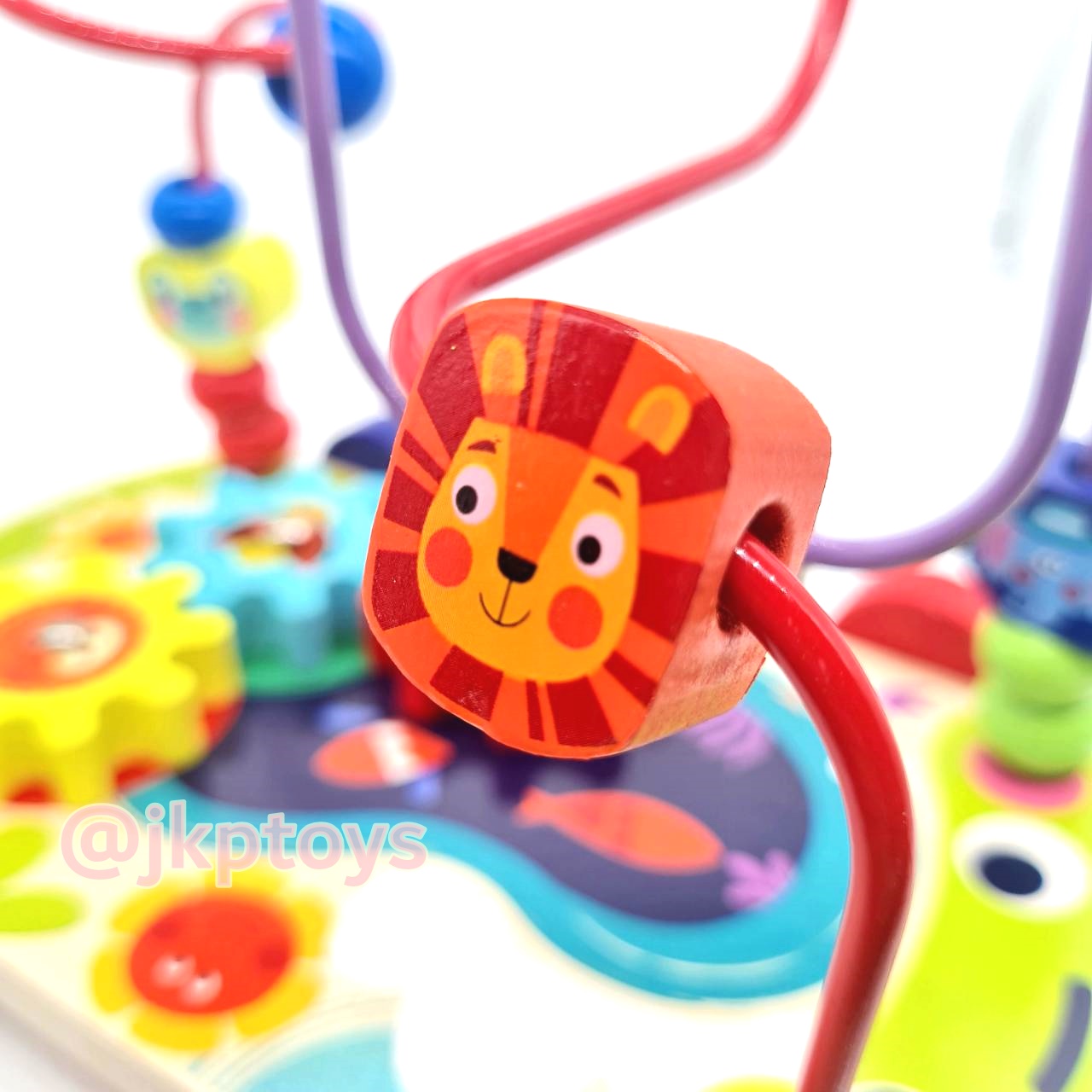 ของเล่นไม้เสริมพัฒนาการ ขดลวดฝึกสมาธิพร้อมล้อลากจูงสำหรับหัดเดินลายสัตว์