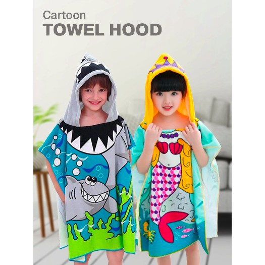 !!สินค้าขายดี!! ชุดคลุมอาบน้ำ ผ้าขนหนูสำหรับเด็ก Cartoon Towel Hood