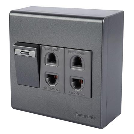 ชุดเต้ารับเดี่ยว 2 ขา+สวิตซ์ PANASONIC ผลิตจากทองเหลืองอย่างดีไม่บิดงอง่าย