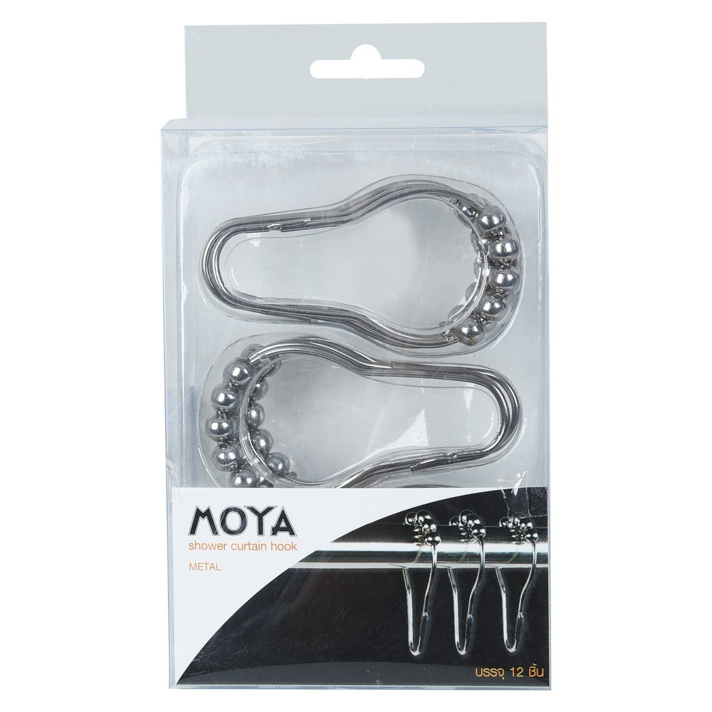 ห่วงม่าน 12ชิ้น MOYA SH0013E สีโครม ห่วงม่านออกแบบให้ใช้งานง่าย สะดวกต่อการติดตั้ง อุปกรณ์ภายในห้องน้ำ
