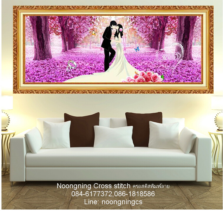 คู่บ่าวสาว ชุดปักครอสติส พิมพ์ลาย ครอสติสจีน งานฝีมือทำที่บ้าน DIY