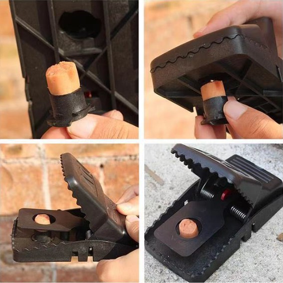 อุปกรณ์ดักหนู ที่ดักหนู กับดักหนู แบบสปริง ไม่ต้องใช้สารเคมี ไม่ต้องสัมผัสโดนตัวหนู สีดำ