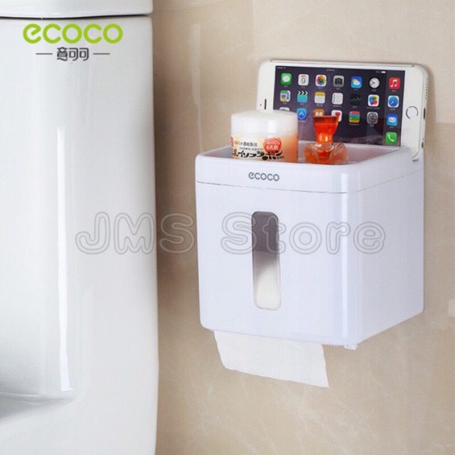 ecoco กล่องใส่ทิชชู กล่องเก็บของในห้องน้ำ ติดผนัง Mini E1612