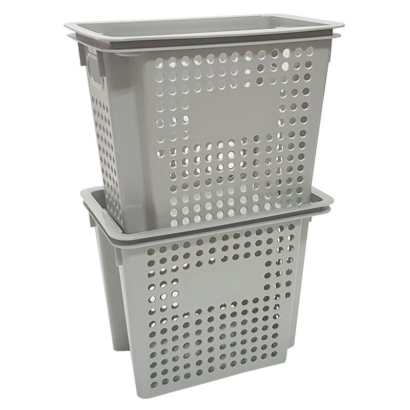 KASSA HOME ตะกร้าพลาสติกอเนกประสงค์ (ซ้อนได้) รุ่น API-5090S-A ขนาด 21.80 x 27 x 35.5 ซม. สีเทา