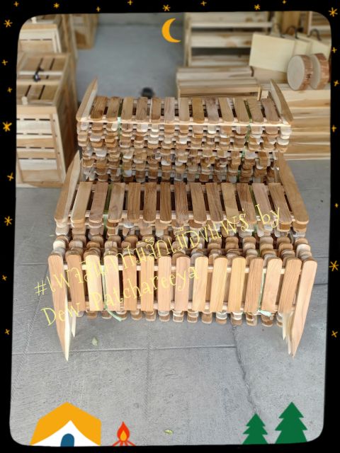 ☑️รั้วไม้สัก รั้วแต่งสวนขนาด1 แผ่น ยาว74cm× สูง40รวมขา cm 1 มัดมี 5 แผ่น ☑️# 1คำสั่งซื้อไม่เกิน 2 มัด อ่านก่อนกดสั่ง