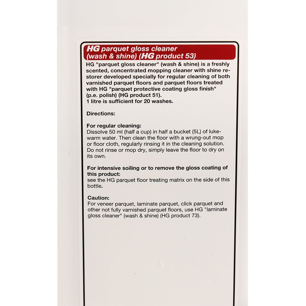น้ำยา ทำความสะอาดเคลือบเงาพื้นปาร์เก้ HG 1 ลิตร CLEAN&POLISH PARQUET 1L HG