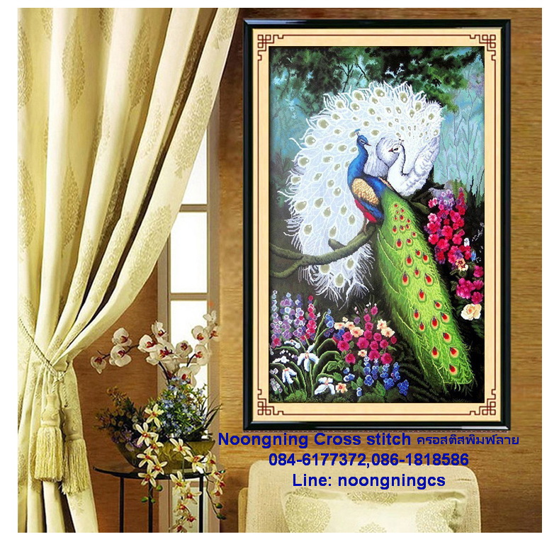 นกคู่ ชุดปักครอสติช พิมพ์ลาย ครอสติสจีน งานฝีมือ DIY