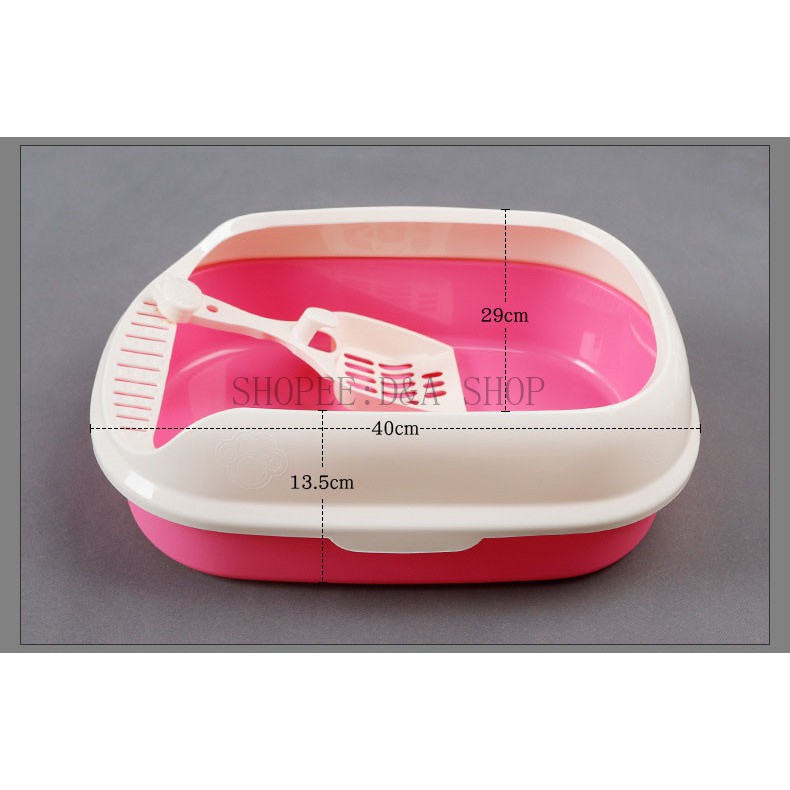 #P013 🔥ส่วนลด🔥 ราคาถูก กระบะทรายแมว ทรงรี ห้องน้ำแมว cat litter box มาพร้อมที่ตักทราย รุ่นขอบสูง