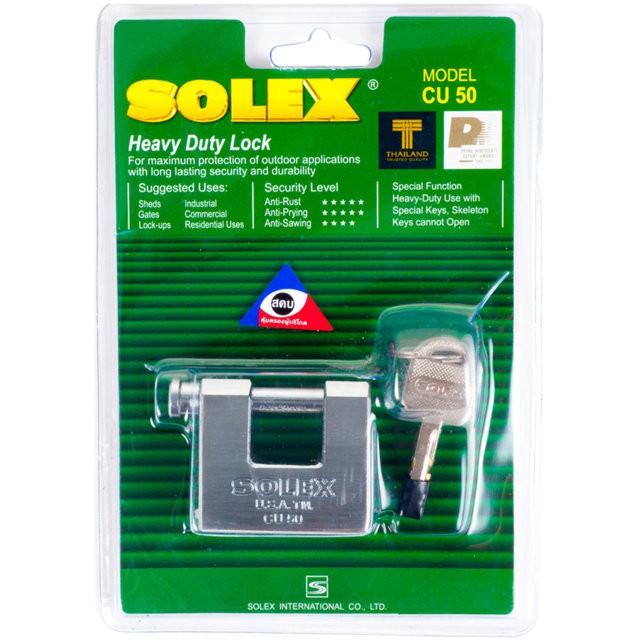 แม่กุญแจ กุญแจคล้อง กุญแจ กุญแจ ลูกปืน SOLEX CU -50 50MM CR