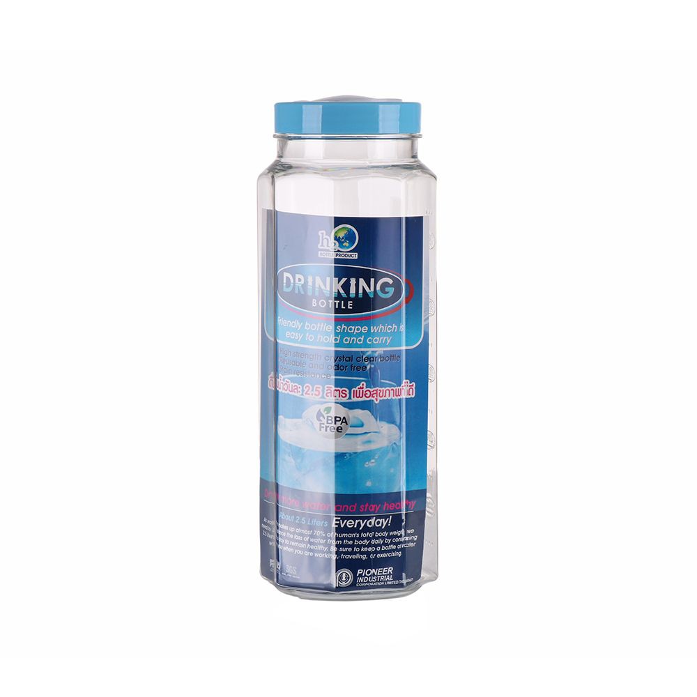 ขวดน้ำทรงแปดเหลี่ยมฝาเกลียวPET PIONEER 1.37 ลิตร สีฟ้า WATER BOTTLE OCTAGON SHAPE PET PIONEER 1.37L BLUE