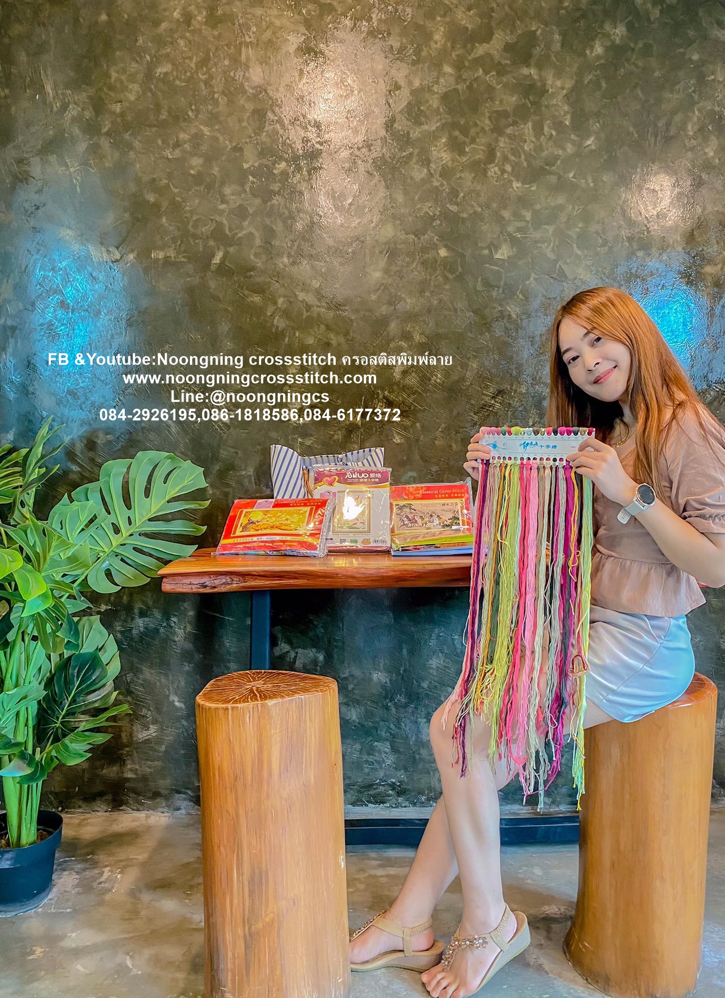 ครอบครัวหมู ชุดปักครอสติส พิมพ์ลาย ครอสติสจีน งานฝีมือทำที่บ้าน DIY