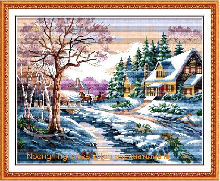 ทิวทัศน์ ชุดปักครอสติช พิมพ์ลาย ครอสติสจีน งานฝีมือ DIY