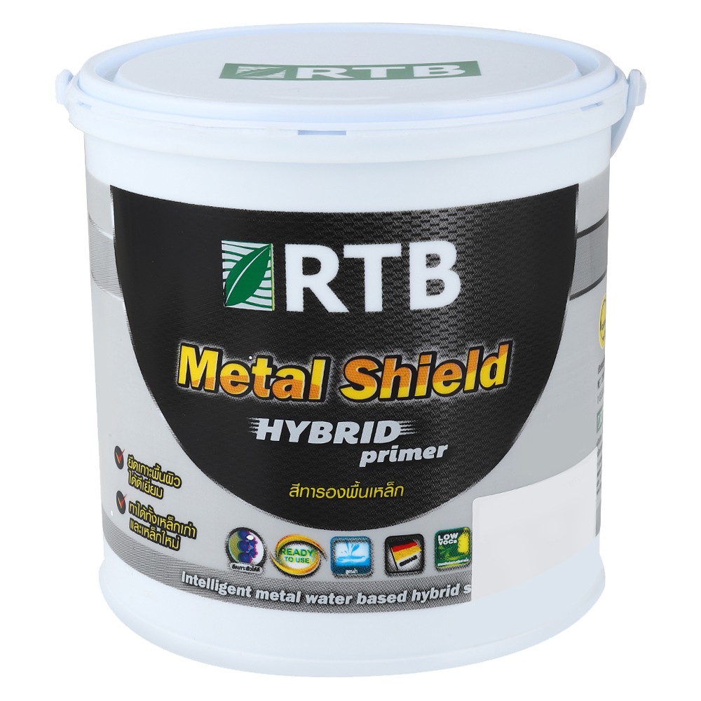 วัสดุก่อสร้าง สีทาบ้าน สีทาทั่วไป สีทารองพื้นเหล็ก METAL SHIELD HYBRID PRIMER ดำ 1GL