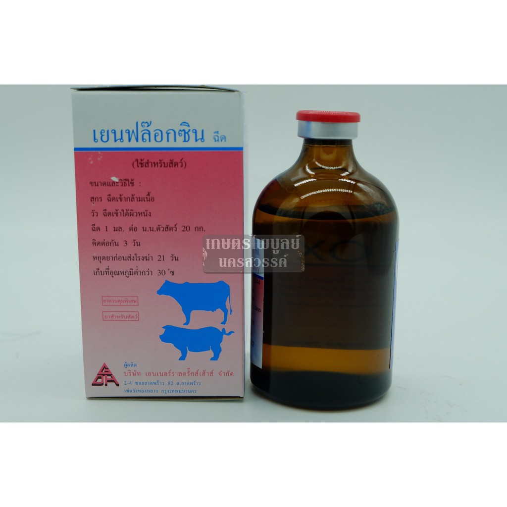 GENFLOXCIN เย็นฟล็อกซิน 100 ml. รักษาโรคติดเชื้อแบคทีเรีย