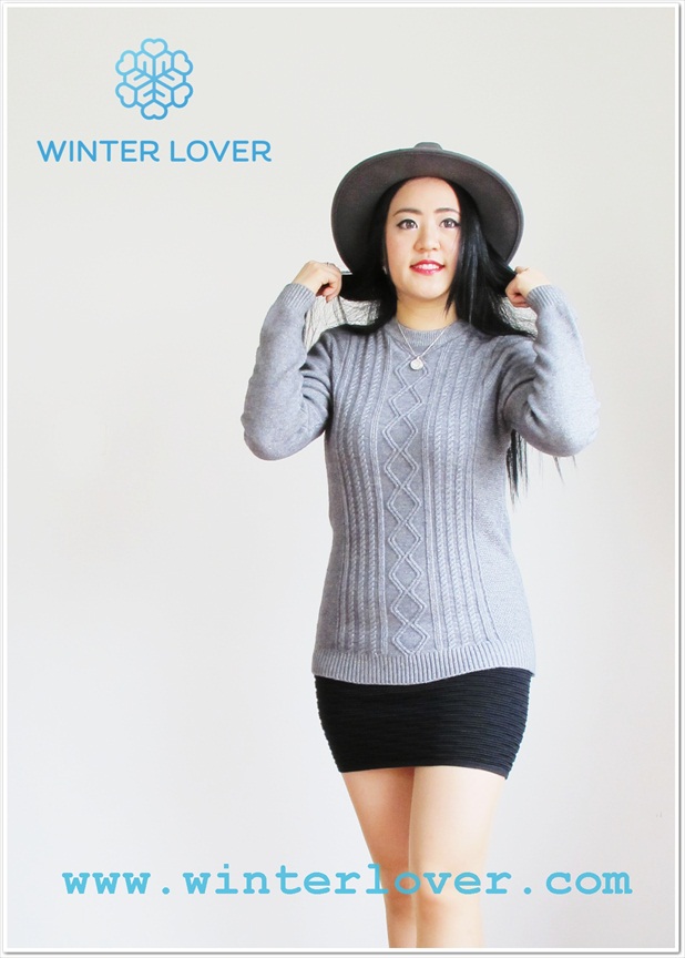 เสื้อกันหนาวสีเทาไหมพรมอุ่นนุ่มพร้อมส่ง