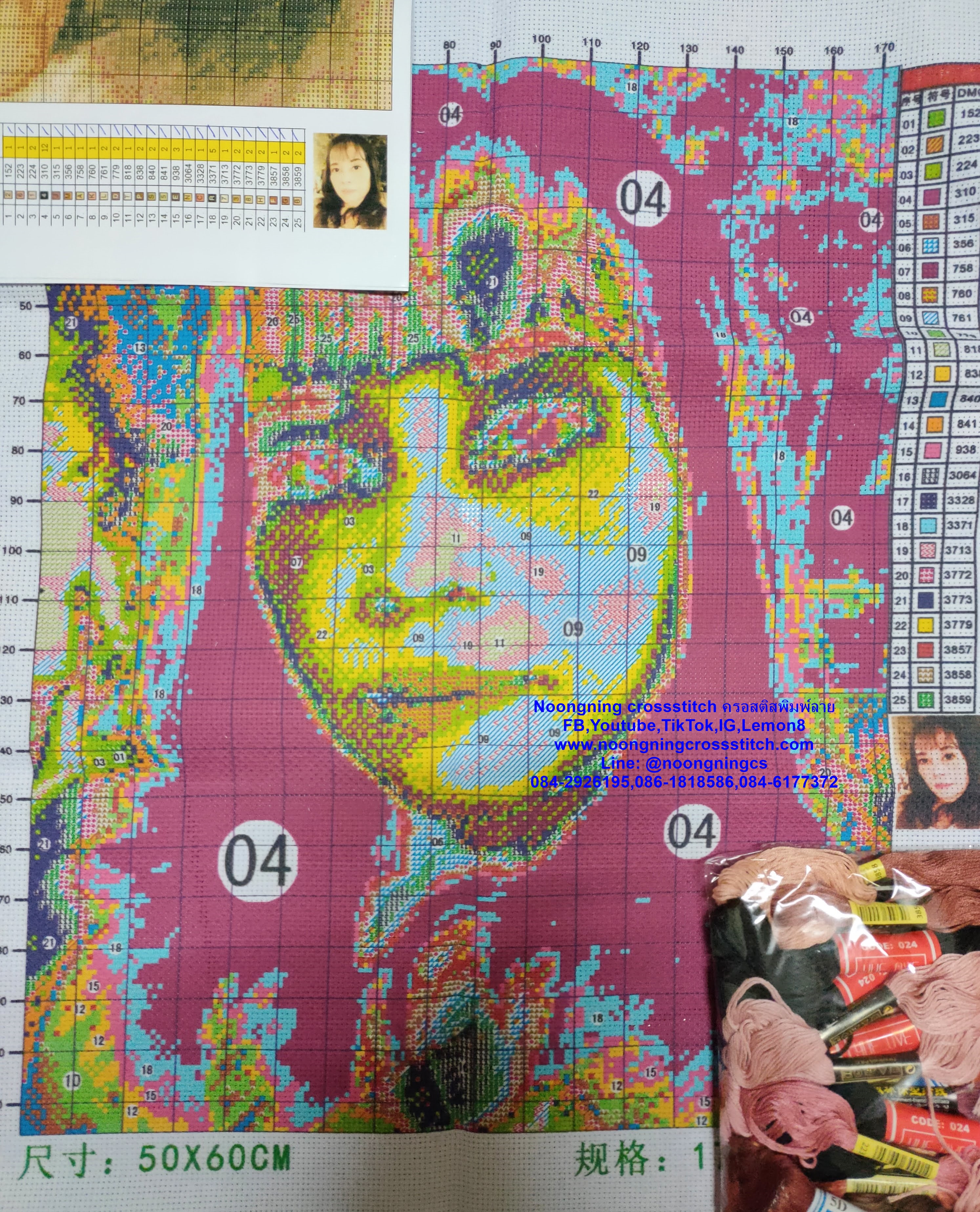 ครอสติส สั่งทํา 50x60ซม รูปตัวเอง ชุดปักครอสติส พิมพ์ลาย ครอสติสจีน งานฝีมือทำที่บ้าน DIY