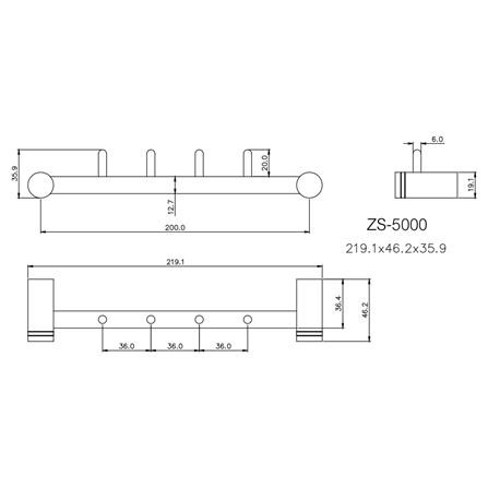 ขอแขวนผ้า ZS-5000N สเตนเลส ตะขอแขวนติดผนัง ตะขอ ตะขอแขวน ตะขอติดผนัง