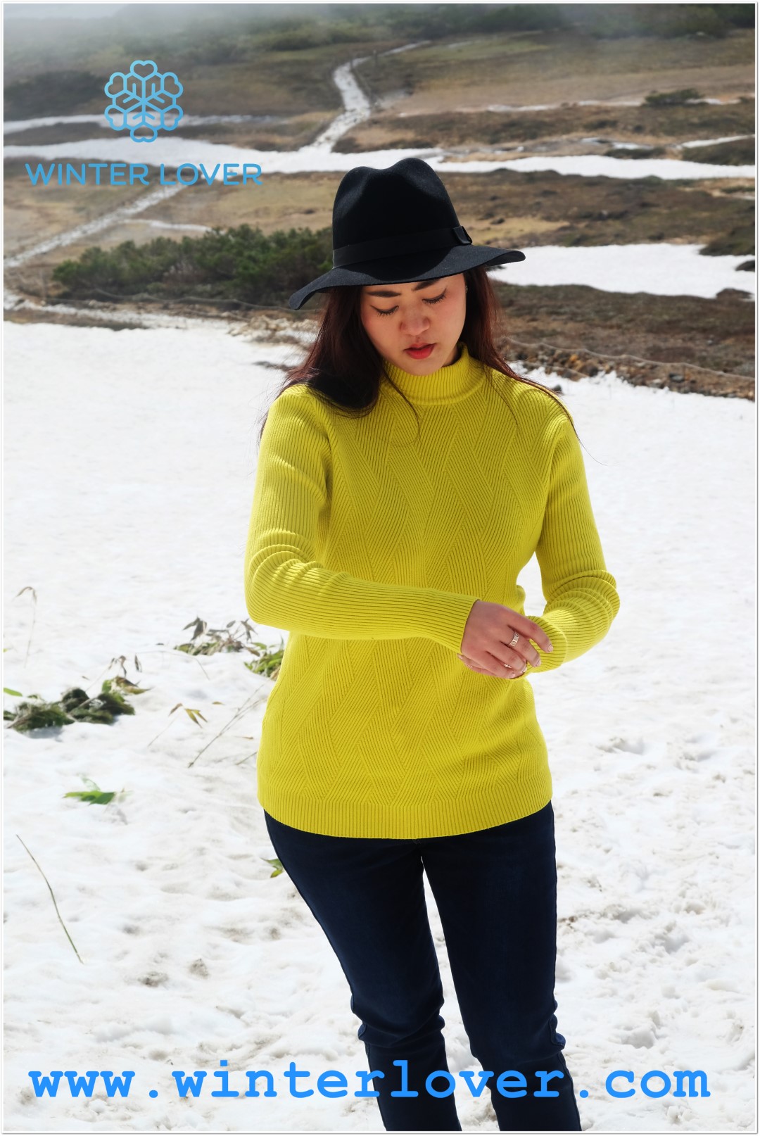 เสื้อไหมพรมแขนยาวคอปีน สีเขียวเลมอนสดขนาดใหญ่(พร้อมส่ง)(FreeSize)