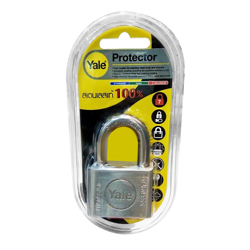 แม่กุญแจ กุญแจคล้อง กุญแจ กุญแจลูกปืน YALE Y119DSS 50มิลลิเมตร สเตนเลส