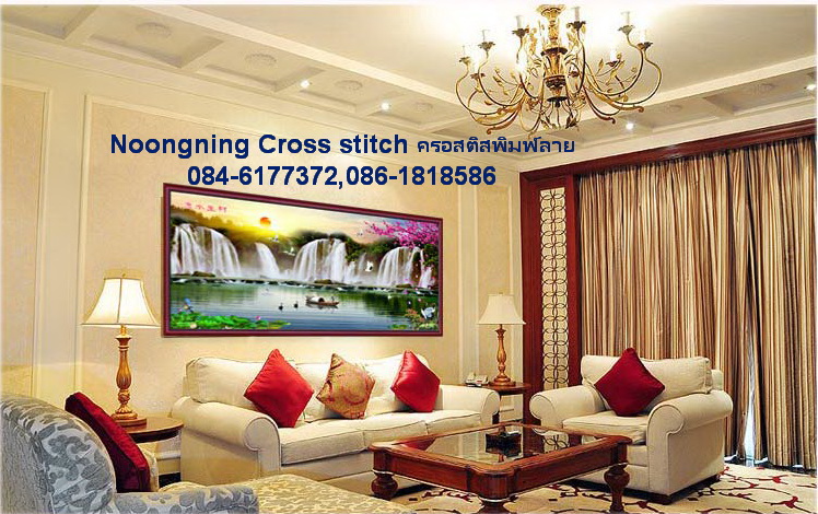 วิวบ้าน ชุดปักครอสติช พิมพ์ลาย ครอสติสจีน งานฝีมือ DIY