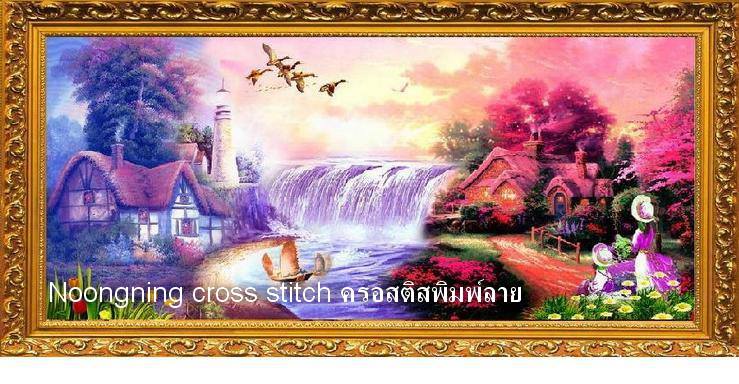 ทิวทัศน์ ชุดปักครอสติช พิมพ์ลาย ครอสติสจีน งานฝีมือ DIY