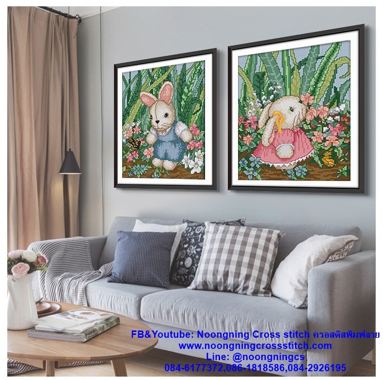 กระต่ายน้อย ชุดปักครอสติส พิมพ์ลาย ครอสติสจีน งานฝีมือทำที่บ้าน DIY