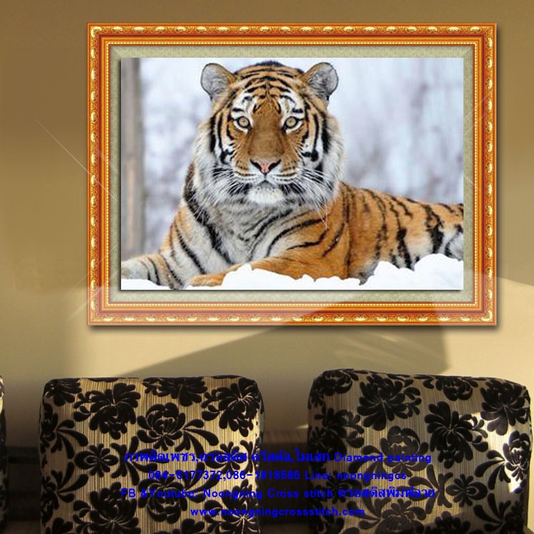 นกยูงคู่ ครอสติสคริสตัล Diamond painting โมเสก ภาพติดเพชร งานฝีมือ DIY