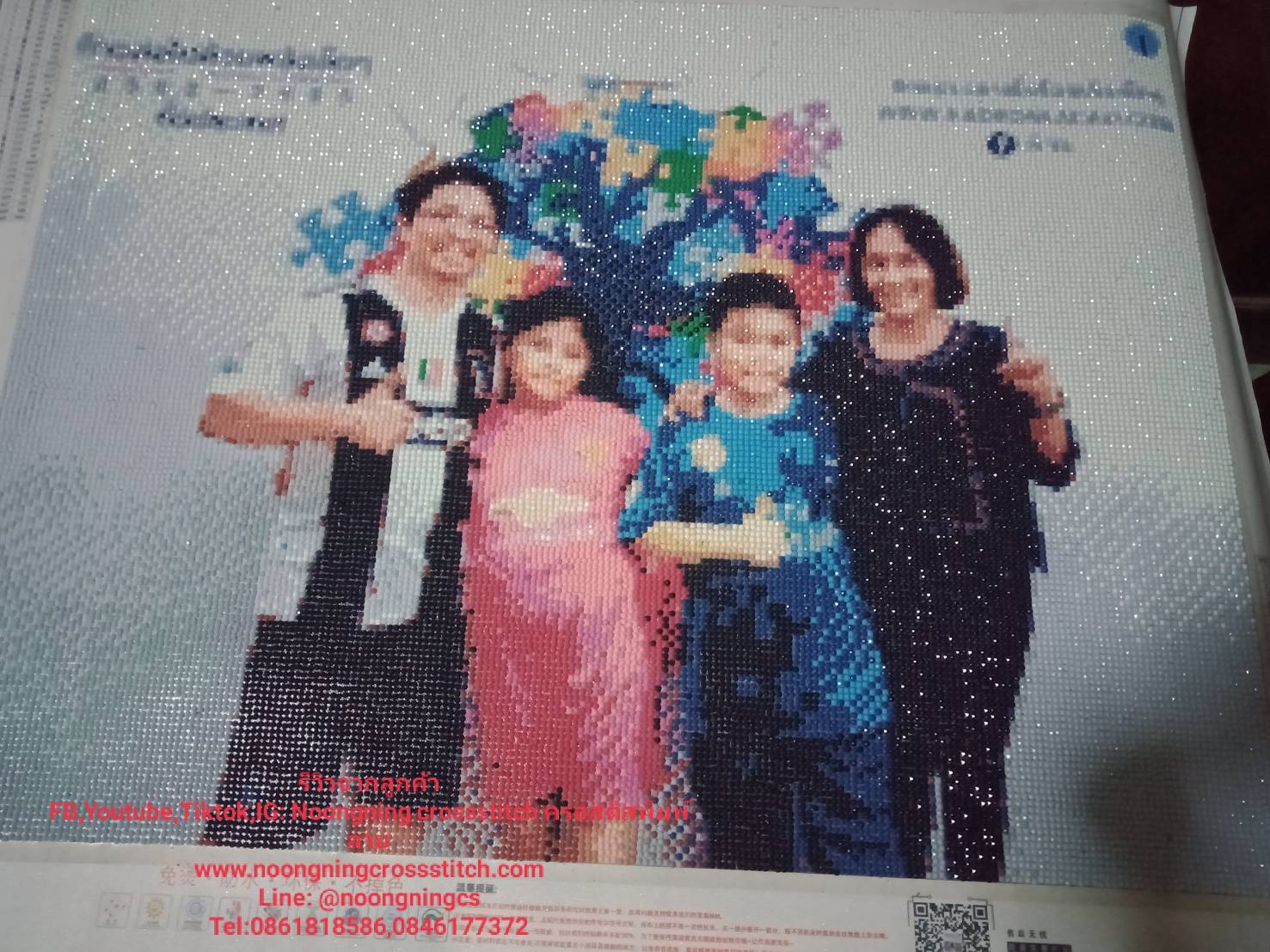 ครอสติสคริสตรัล สั่งทำ 45x55ซม รูปครอบครัวที่รัก Diamond painting โมเสก ภาพติดเพชร งานฝีมือทำที่บ้าน DIY