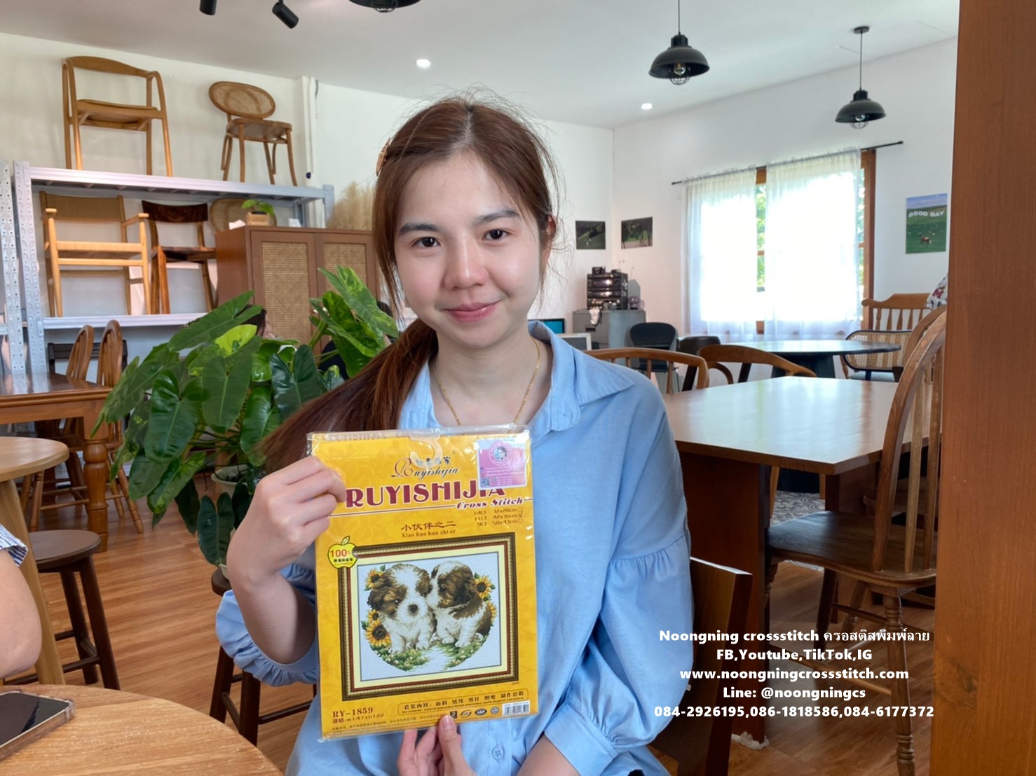 ปลาคราฟคู่ มงคล ชุดปักครอสติช พิมพ์ลาย ครอสติสจีน งานฝีมือ DIY