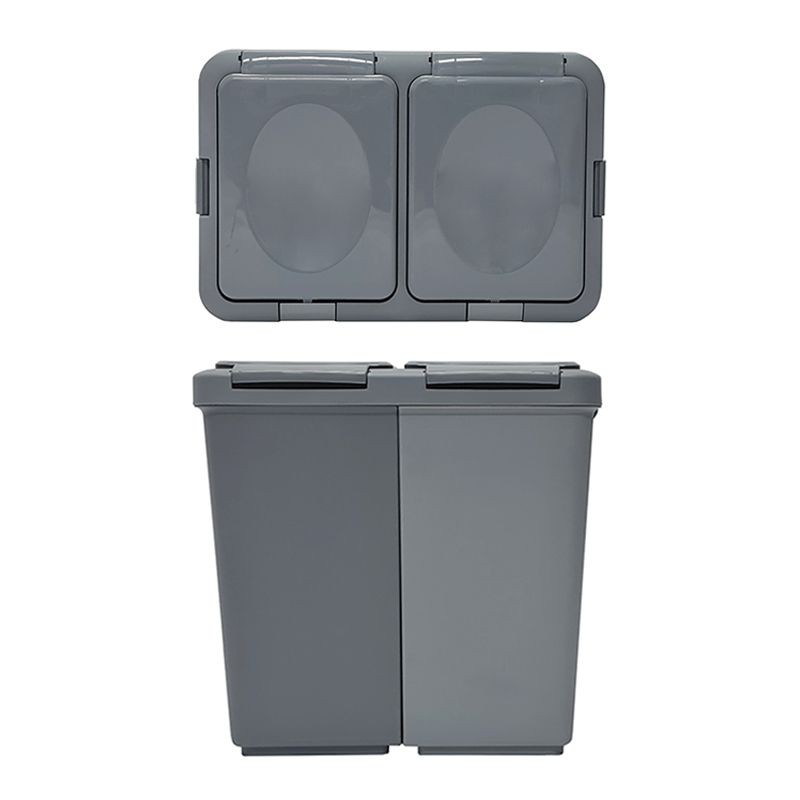 ถังขยะ 2 ช่อง พร้อมฝากด API รุ่น 130 ขนาด 44 x 29 x 42.5 ซม. สีเทา ผลิตจากพลาสติก PP เนื้อหนา คุณภาพดี