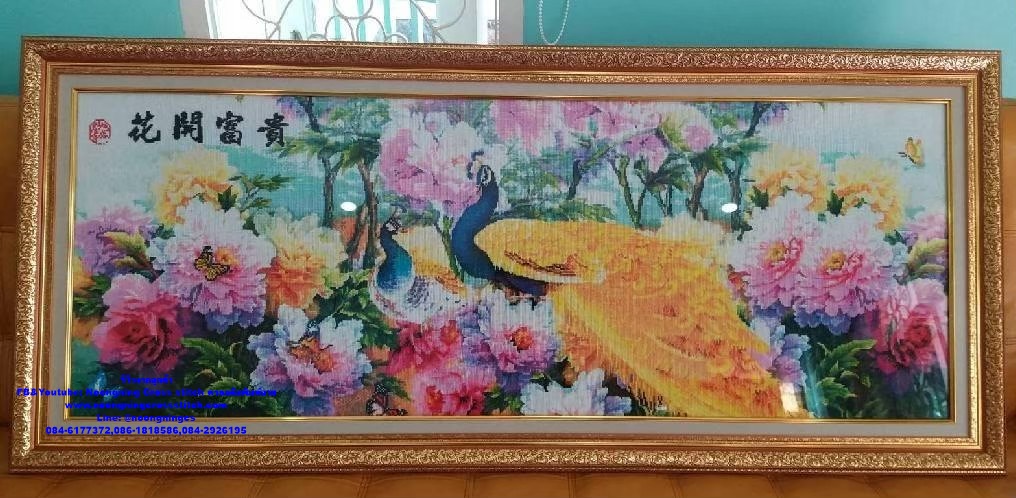 นกยูงคู่มงคล ครอสติสคริสตัล Diamond painting โมเสก ภาพติดเพชร งานฝีมือทำที่บ้าน DIY