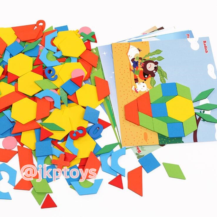 ของเล่นไม้เสริมพัฒนาการตัวต่อ tangram 250 ชิ้น