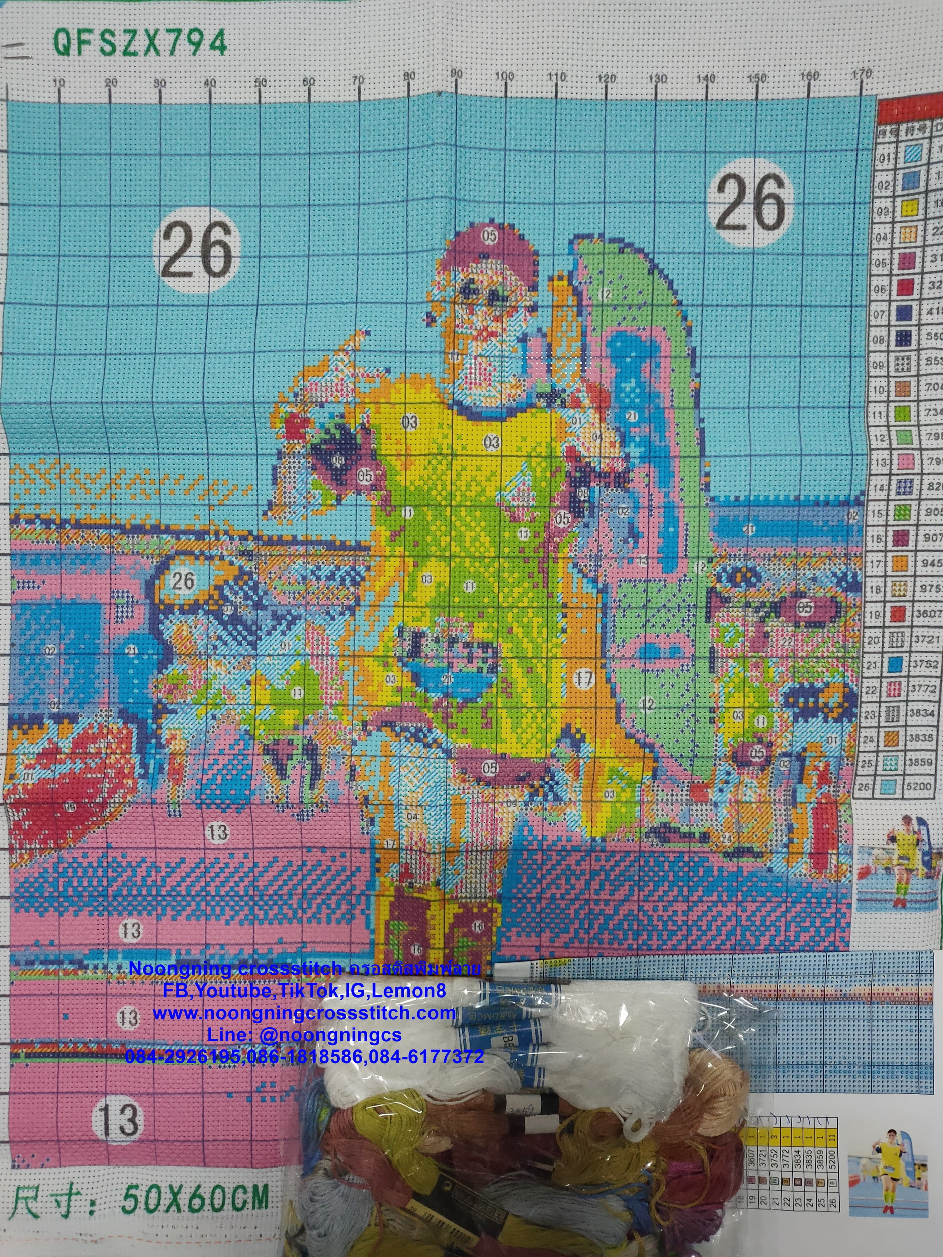 ครอสติส สั่งทํา 50x60ซม รูปวิ่ง ชุดปักครอสติส พิมพ์ลาย ครอสติสจีน งานฝีมือทำที่บ้าน DIY