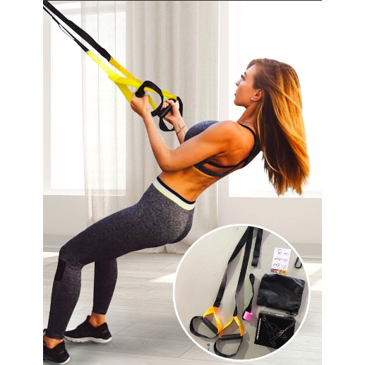 !!สินค้าขายดี!! สายดึงแรงต้านออกกำลังกาย Fitness Suspension Home Exercise Trainer Straps
