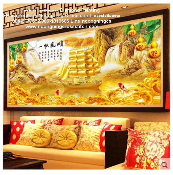 เรือสำเภา ครอสติสคริสตัล Diamond painting โมเสก ภาพติดเพชร งานฝีมือทำที่บ้าน DIY