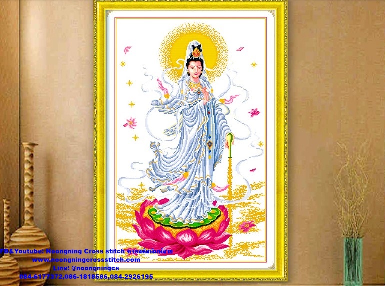 เจ้าแม่กวนอิม ครอสติสคริสตัล Diamond painting โมเสก ภาพติดเพชร งานฝีมือทำที่บ้าน DIY