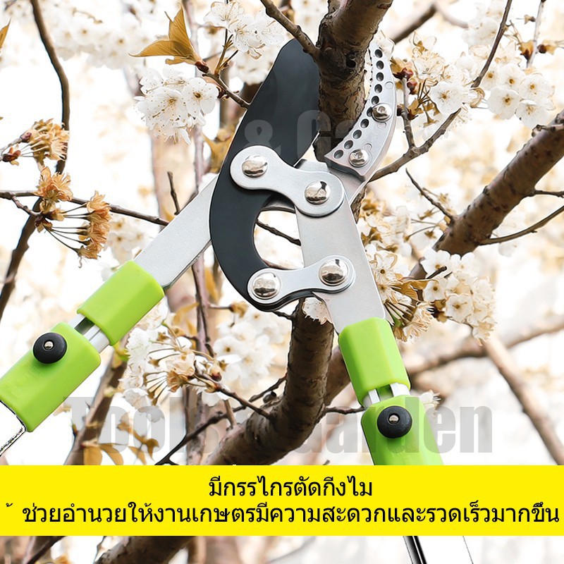 HAHAMall 🔥กรรไกรตัดกิ่ง 🔥 กรรไกรแต่งกิ่งไม้ ตัดกิ่งไม้ ตัดกิ่งไม้สูง ด้ามยาว ตัดแต่งกิ่งไม้ อุปกรณ์ทำสวนปรับความยาว68-10