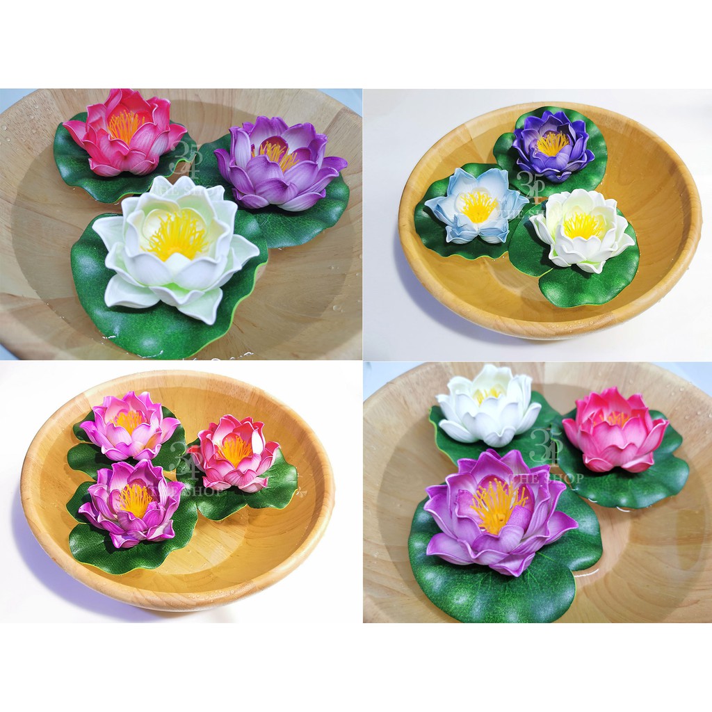 ดอกบัวลอยน้ำ เสริมฮวงจุ้ย (10cm/17cm) พร็อพถ่ายรูป ตกแต่งบ้าน ร้าน สวน สระ สปา ดอกบัวประดิษฐ์ บัวลอยน้ำ