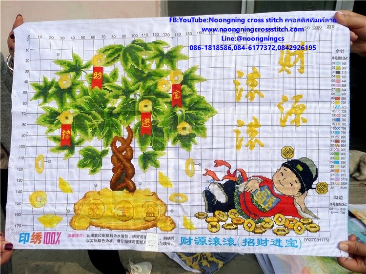 เด็กจีนเงินไหลนองทองไหลมา ชุดปักครอสติส พิมพ์ลาย ครอสติสจีน งานฝีมือทำที่บ้าน DIY