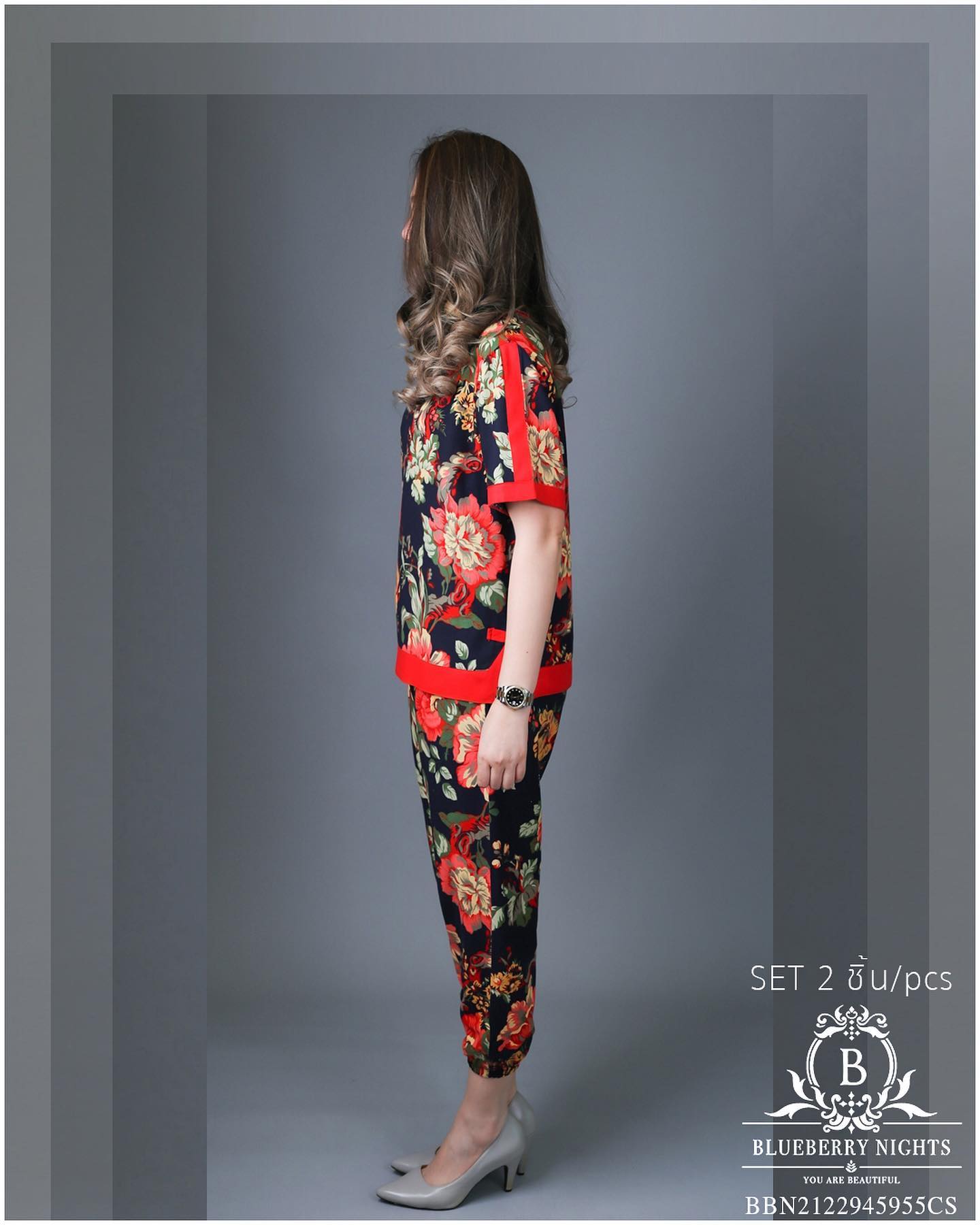 Sale++#Blueberry Nights 14126 NEW ต้อนรับเทศกาลตรุษจีน 🧧 ☆ SET : 2ชิ้น / 2PIECES ☆ ชุดเซ็ตผ้าฝ้ายธรรมชาติ เสื้อผ้าฝ้ายธรรมชาติเนื้อดีเกรดพรีเมี่ยม เนื้อผ้านุ่มใส่สบายมากๆๆ ดีเทลพิมพ์ลายสีสันสดใส แพทเทิร์นกางเกงสีพื้นขายาว เอวยางยืดอิ