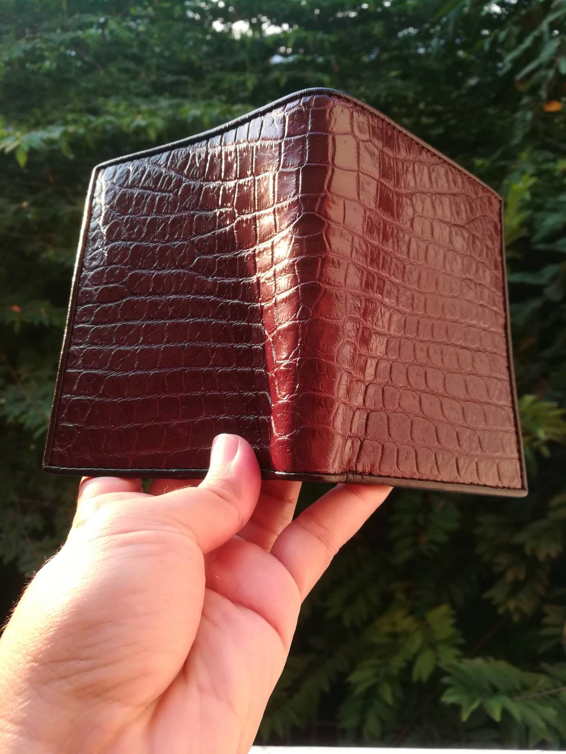 กระเป๋าหนังจระเข้แท้ทรงตั้ง หนังท้อง