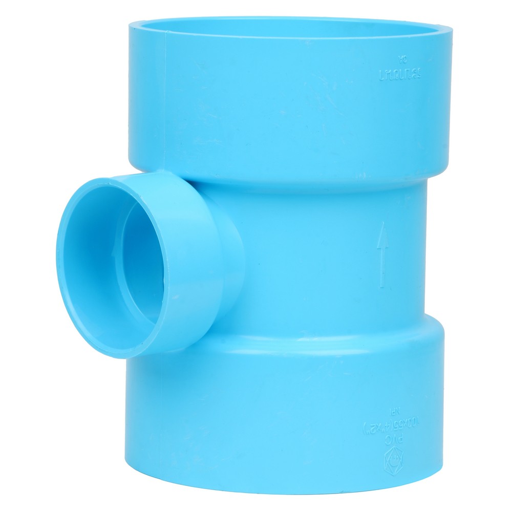 ท่อประปา ข้อต่อ ท่อน้ำ ท่อPVC ข้อต่อสามทางลด-บาง SCG 4 x 2 นิ้ว สีฟ้า REDUCING FAUCET TEE PVC SOCKET SCG 4"x2" LITE BLUE