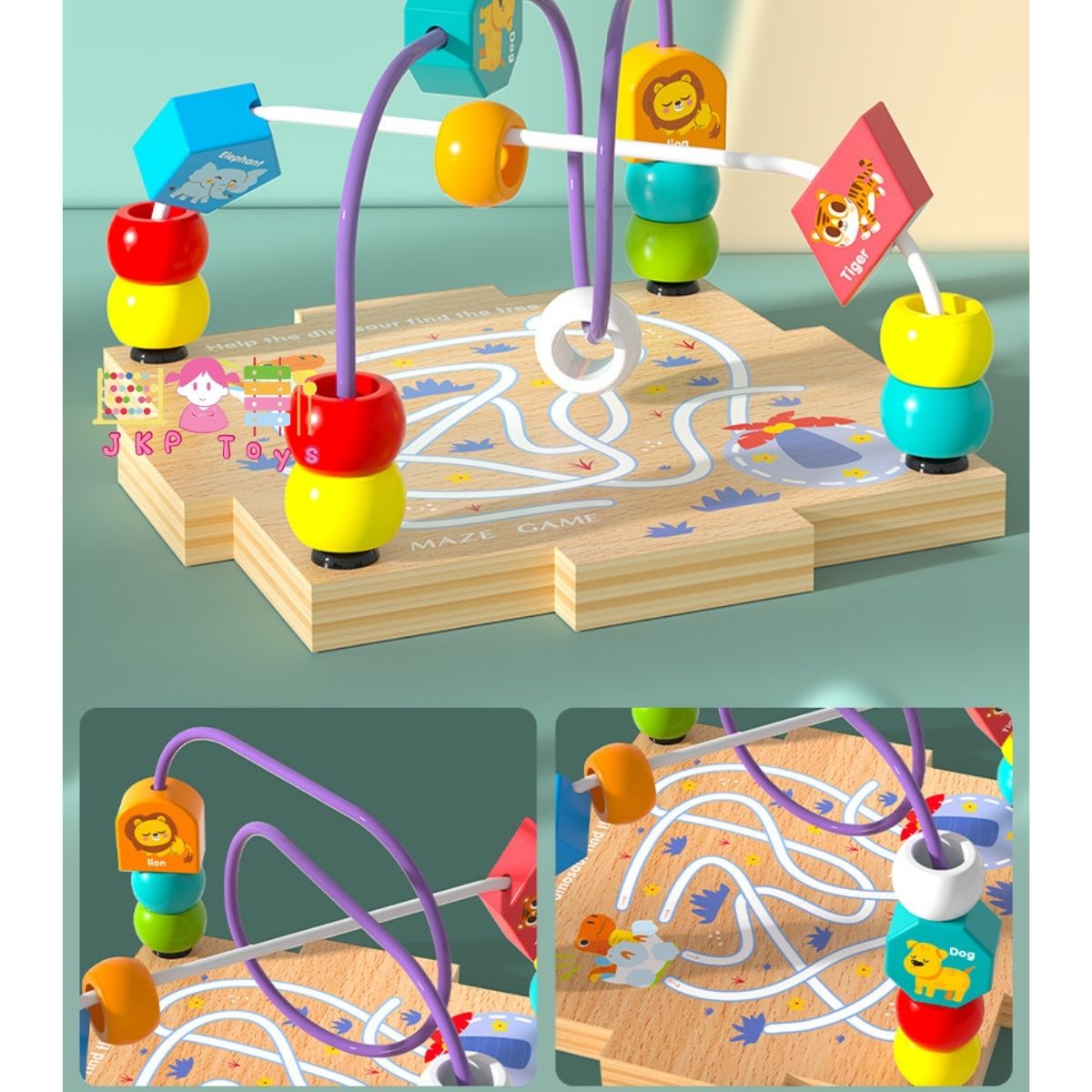 ของเล่นเสริมพัฒนาการ ของเล่นไม้ บล็อคหยอดไม้ลายสัตว์สอนรูปทรง