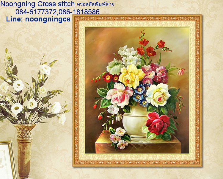 นกคู่ ชุดปักครอสติช พิมพ์ลาย ครอสติสจีน งานฝีมือ DIY