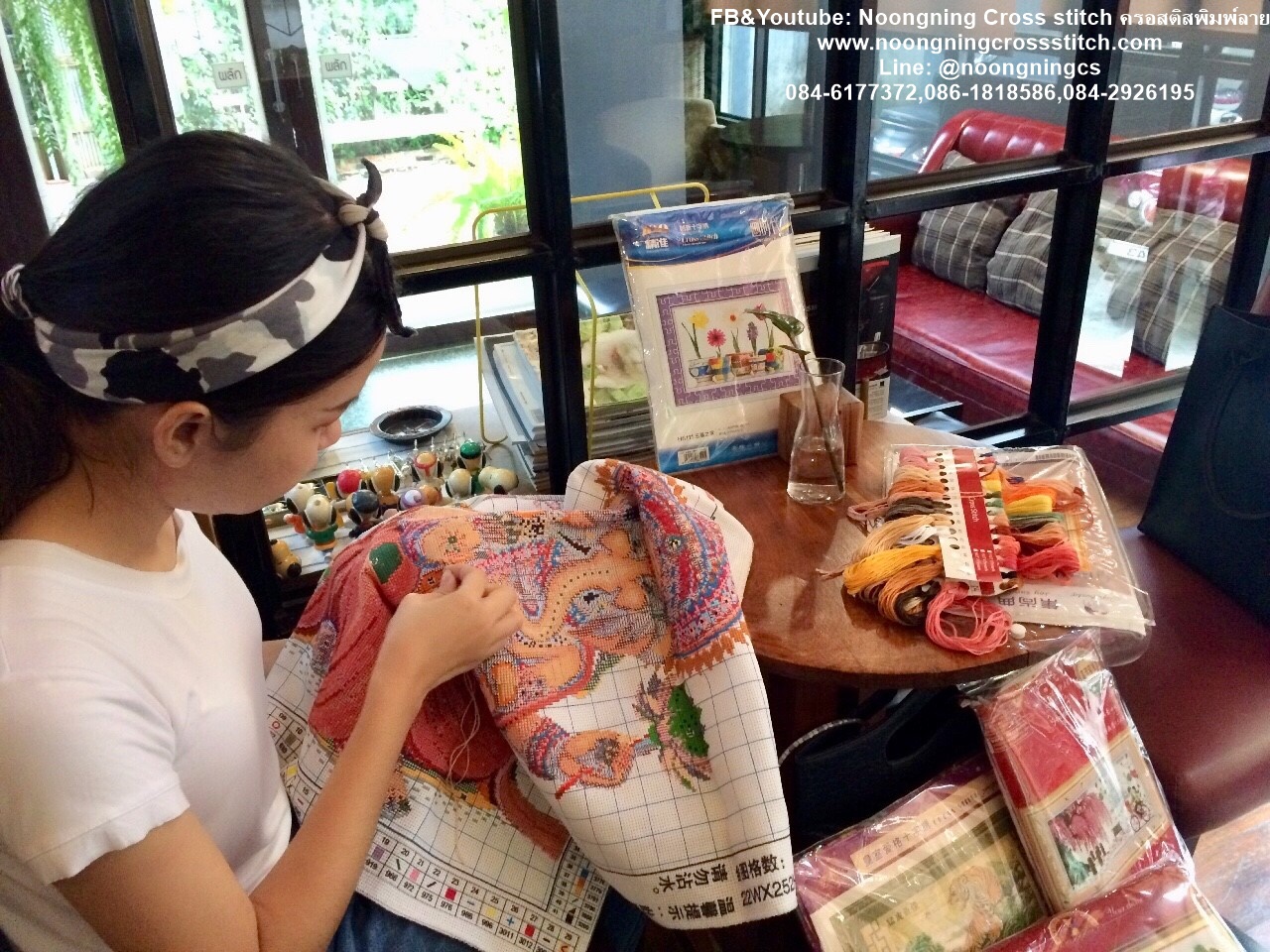 ครอบครัวกระต่าย ชุดปักครอสติส พิมพ์ลาย ครอสติสจีน งานฝีมือทำที่บ้าน DIY