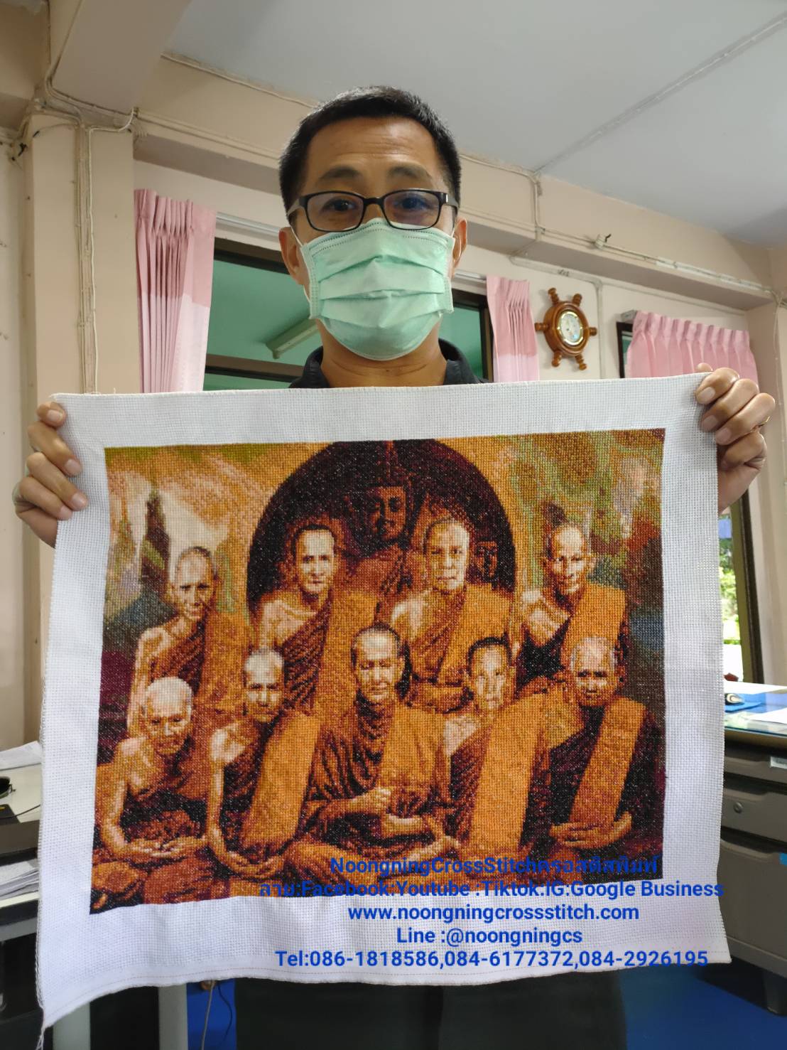 ปลาคราฟ ดอกบัว มงคล ชุดปักครอสติช พิมพ์ลาย ครอสติสจีน งานฝีมือ DIY