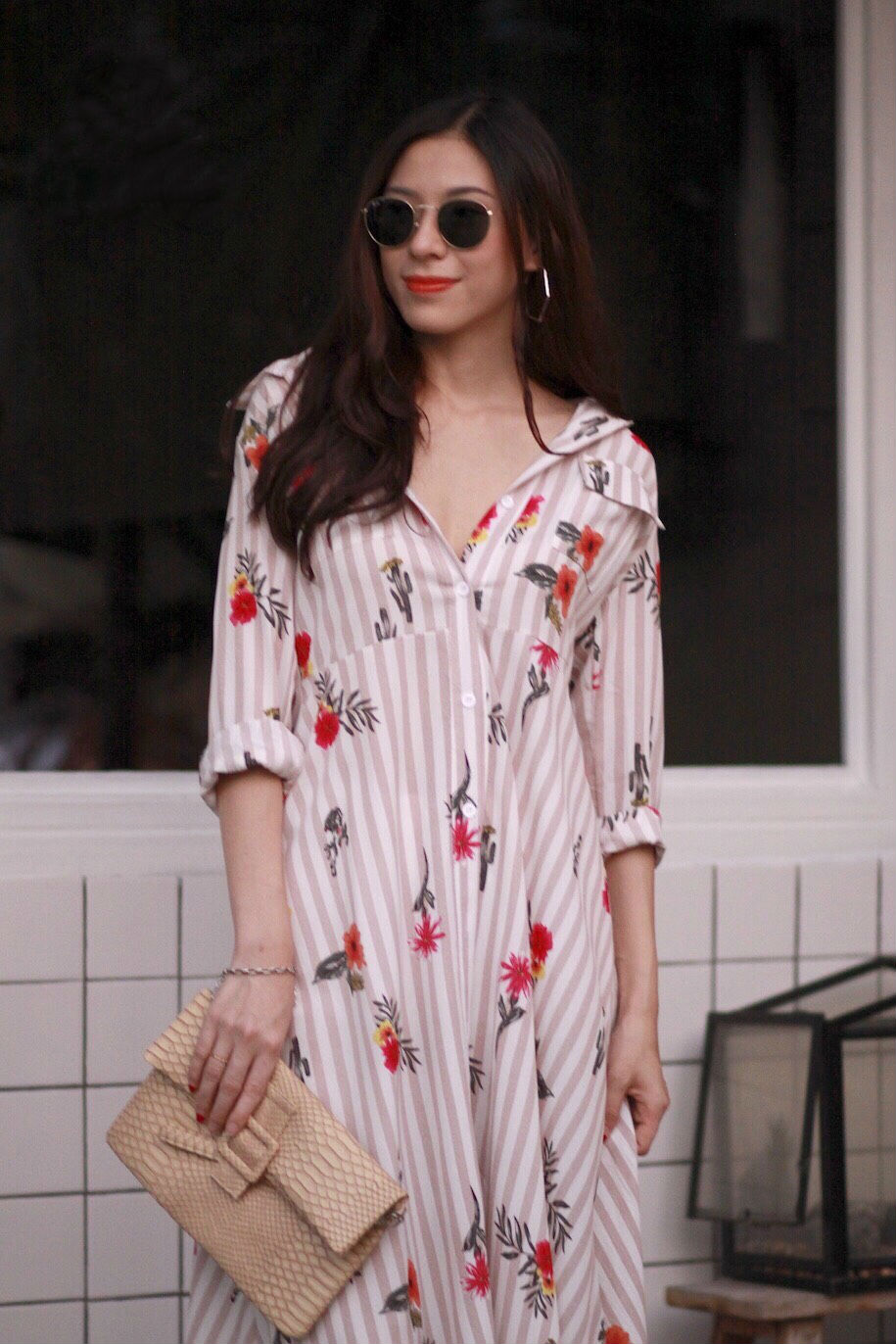 MD0030 เสื้อผ้าแฟชั่นเกาหลี เดรสเกาหลี เดรสยาว เดรสแฟชั่น แม็กซี่เดรส Maxidress ลายดอก Maxi Dress